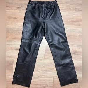 Women's Black 100% Genuine Leather Pants size 12, Preloved